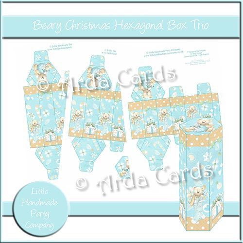 Beary Christmas Hexagonal Box Trio - The Printable Craft Shop