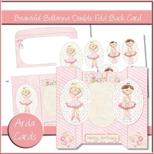 Beautiful Ballerina Double Foldback Card - The Printable Craft Shop