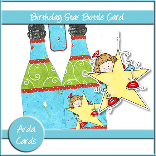 Birthday Star Bottle Card - The Printable Craft Shop