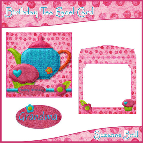 Birthday Tea Easel Card - The Printable Craft Shop