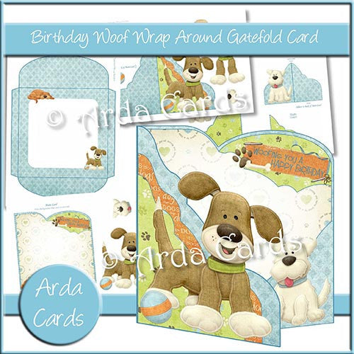 Birthday Woof Wrap Around Gatefold Card - The Printable Craft Shop