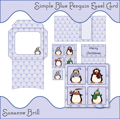 Simple Blue Penguin Easel Card - The Printable Craft Shop