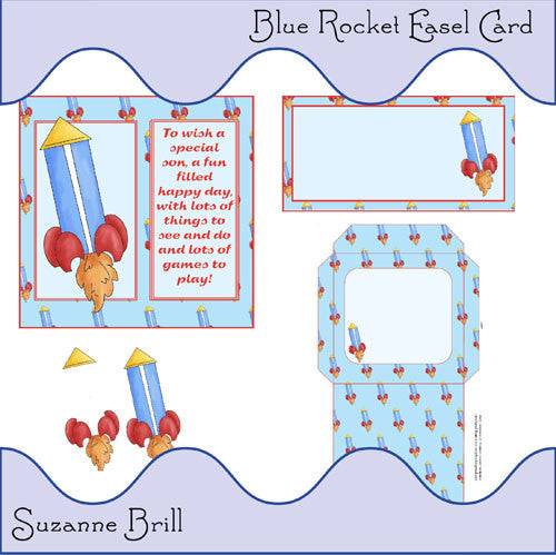 Blue Rocket Easel Card - The Printable Craft Shop