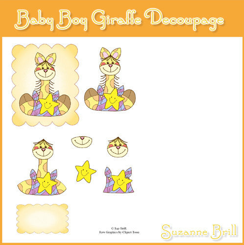 Baby Boy Giraffe Decoupage - The Printable Craft Shop