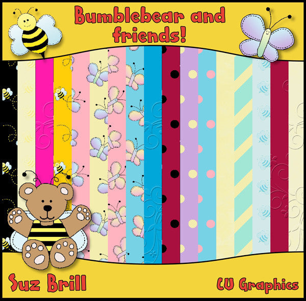 Bumblebear And Friends CU Paper Set - The Printable Craft Shop