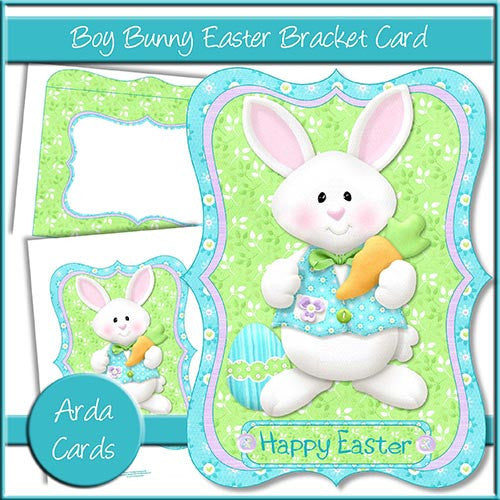 Boy Bunny Easter Bracket Card - The Printable Craft Shop