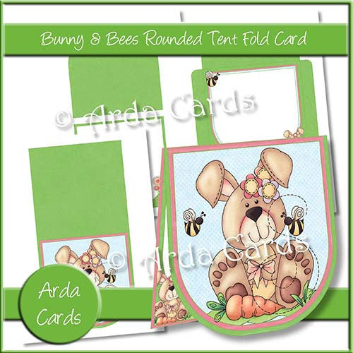 Bunny & Bee Rounded Tent Fold Card - The Printable Craft Shop