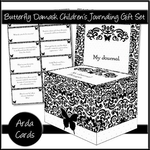 Butterfly Damask Children's Journaling Gift Set - The Printable Craft Shop