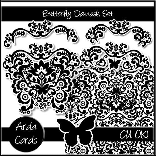Butterfly Damask CU Graphics Set - The Printable Craft Shop