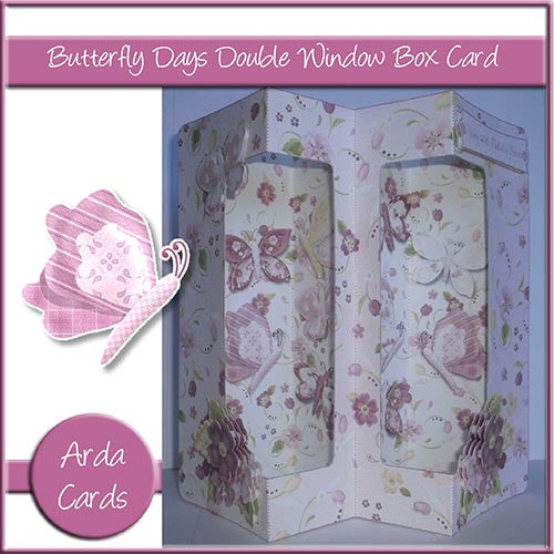 Butterfly Days Double Window Box Card - The Printable Craft Shop