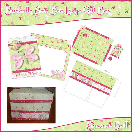 Butterfly And Bee Large Gift Box - The Printable Craft Shop