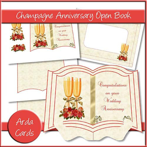 Champagne Anniversary Open Book - The Printable Craft Shop