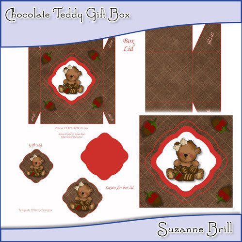 Chocolate Teddy Gift Box - The Printable Craft Shop