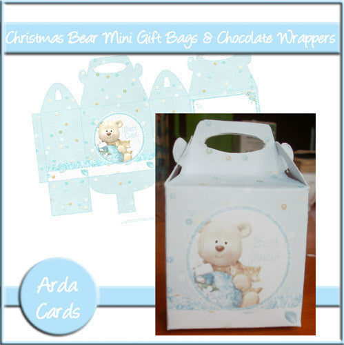 Christmas Bear Mini Gift Bags & Chocolate Wrappers - The Printable Craft Shop