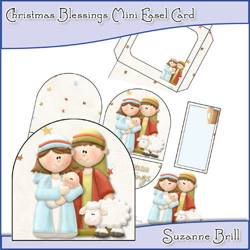 Christmas Blessings Mini Easel Card - The Printable Craft Shop