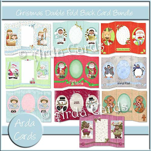 Christmas Double Foldback Card Bundle - The Printable Craft Shop