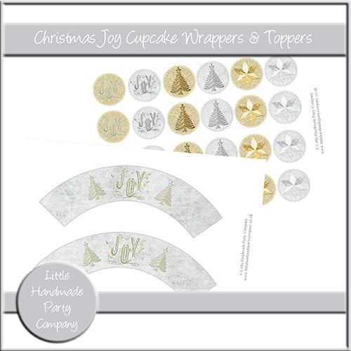 Christmas Joy Cupcake Wrappers & Toppers - The Printable Craft Shop