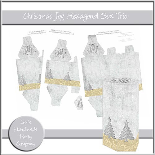 Christmas Joy Hexagonal Box Trio - The Printable Craft Shop