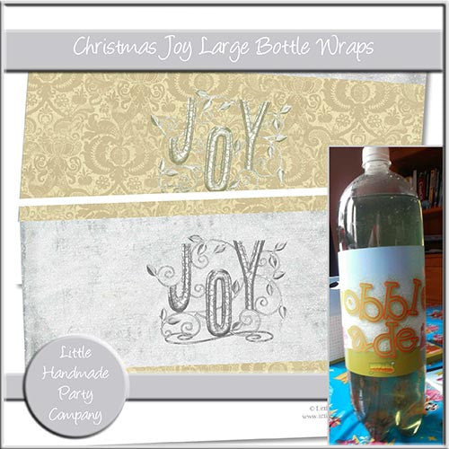 Christmas Joy Large Bottle Wraps - The Printable Craft Shop
