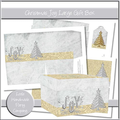 Christmas Joy Large Gift Box - The Printable Craft Shop
