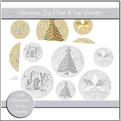 Christmas Joy Plate & Cup Stickers - The Printable Craft Shop