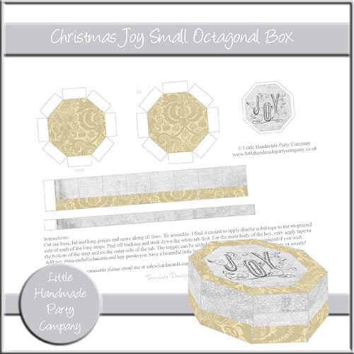 Christmas Joy Small Octagonal Box - The Printable Craft Shop