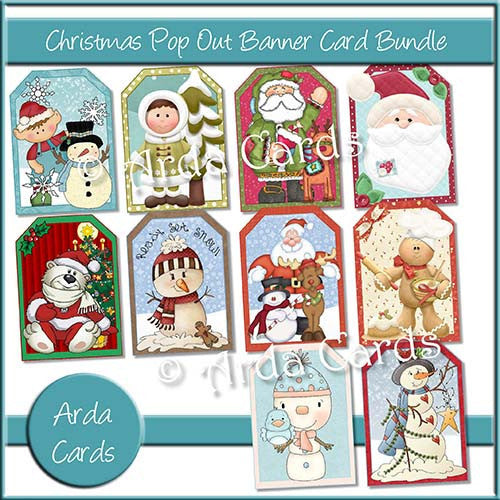 Christmas Pop Out Banner Card Bundle - The Printable Craft Shop - 1