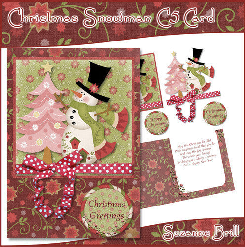 Christmas Snowman C5 Card - The Printable Craft Shop