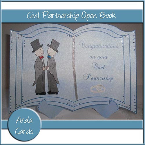 Civil Partnership Open Book Card & Stand - The Printable Craft Shop