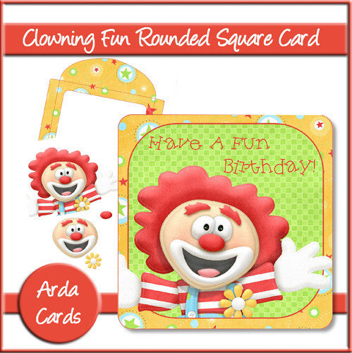 Clowning Fun Rounded Square Card - The Printable Craft Shop