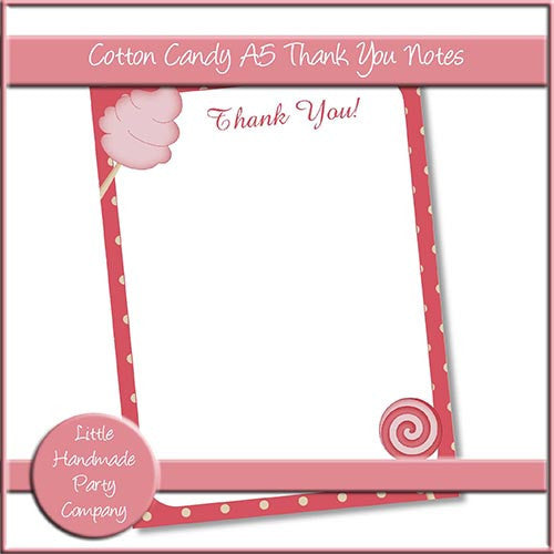 Cotton Candy A5 Thank You Notes - The Printable Craft Shop