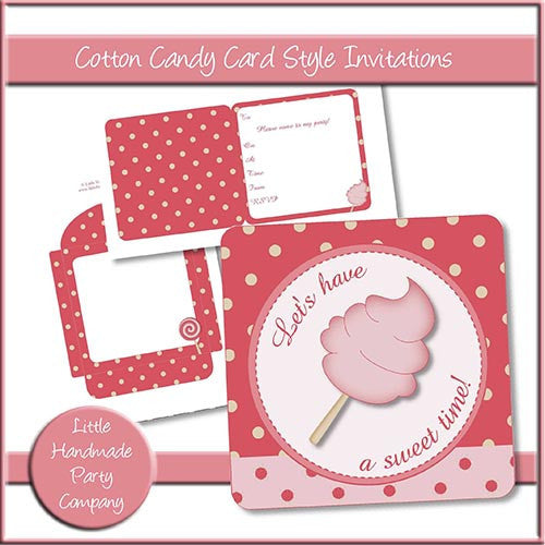 Cotton Candy Card Invitation - The Printable Craft Shop