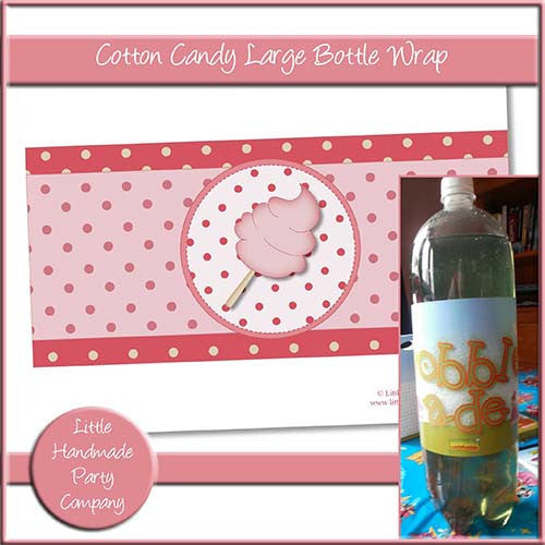 Cotton Candy Large Bottle Wrap - The Printable Craft Shop
