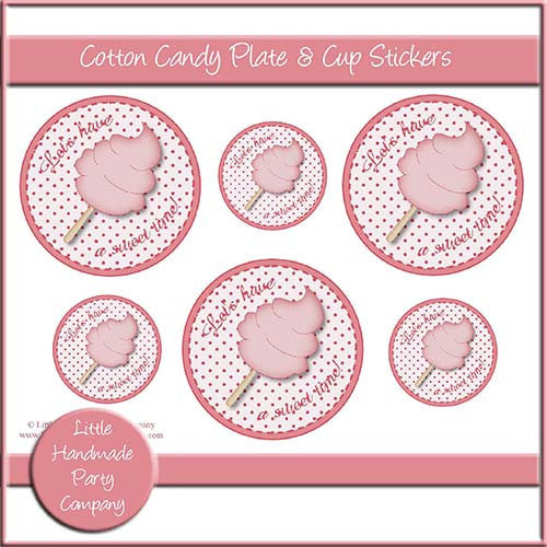 Cotton Candy Plate & Cup Stickers - The Printable Craft Shop