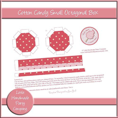 Cotton Candy Small Octagonal Box - The Printable Craft Shop