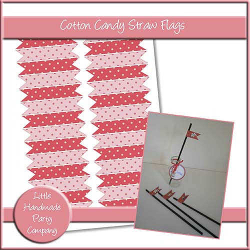 Cotton Candy Straw Flags - The Printable Craft Shop