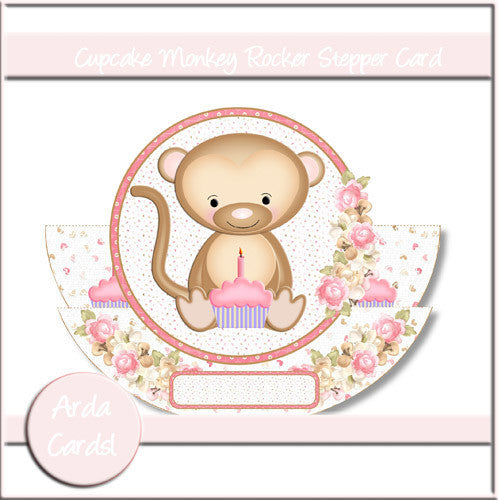 Cupcake Monkey Rocking Stepper Card - The Printable Craft Shop