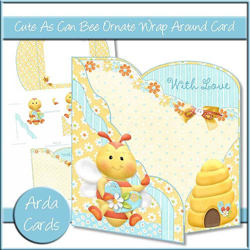 Cute As Can Bee Ornate Wrap Around Card - The Printable Craft Shop