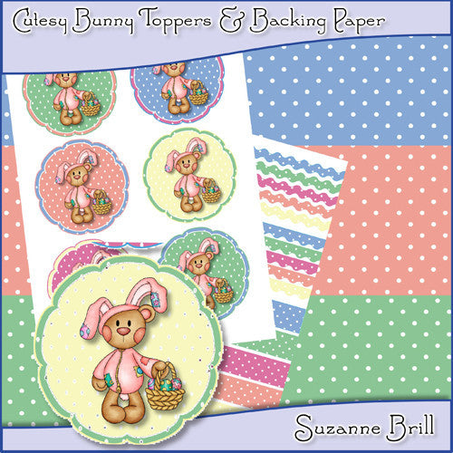 Cutesy Bunny Toppers & Backing Papers - The Printable Craft Shop