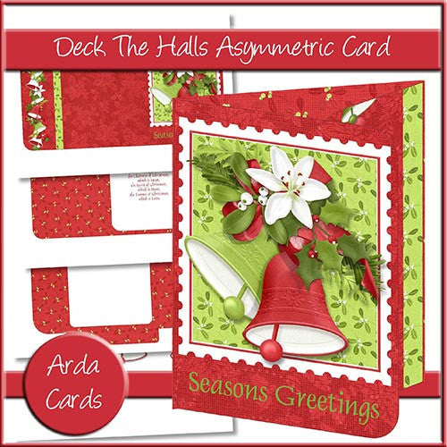 Deck The Halls Asymmetric Card - The Printable Craft Shop