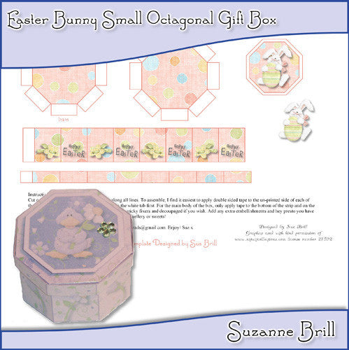 Easter Bunny Small Octagonal Gift Box - The Printable Craft Shop