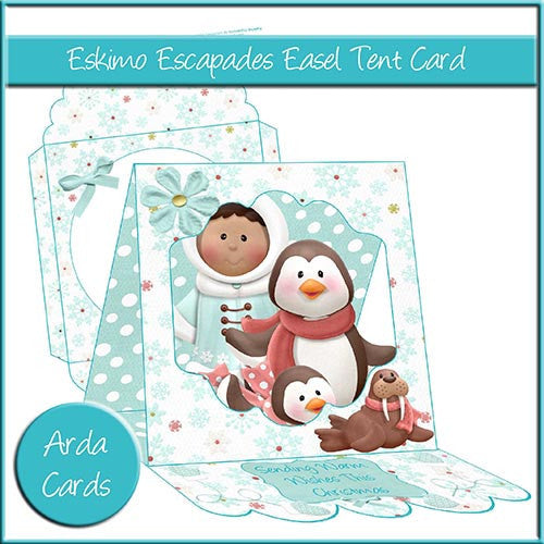 Eskimo Escapades Easel Tent Card - The Printable Craft Shop