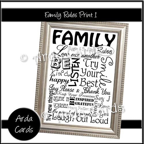 Family Rules Word Art Print - The Printable Craft Shop