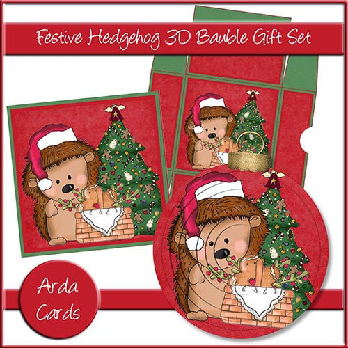 Festive Hedgehog 3D Bauble Gift Set - The Printable Craft Shop