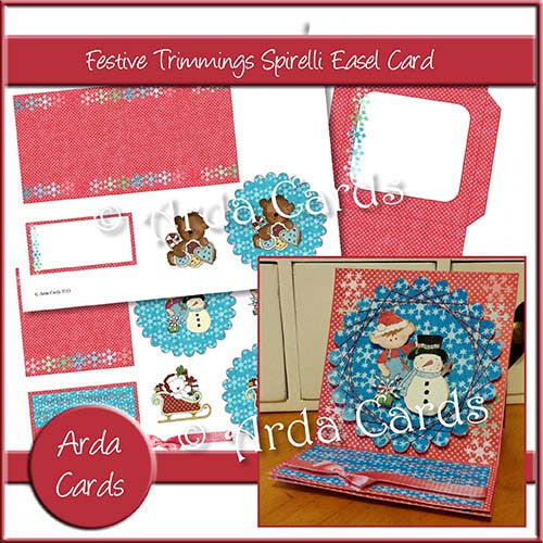 Festive Trimmings Spirelli Easel Card - The Printable Craft Shop
