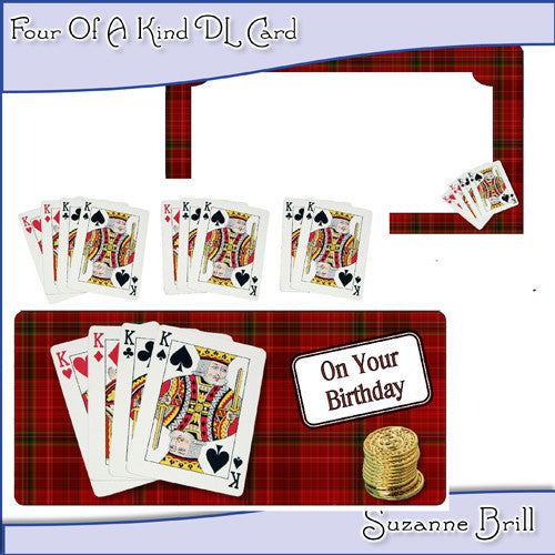 Four Of A Kind DL Card - The Printable Craft Shop