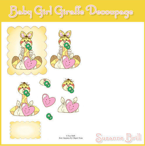 Baby Girl Giraffe Decoupage - The Printable Craft Shop