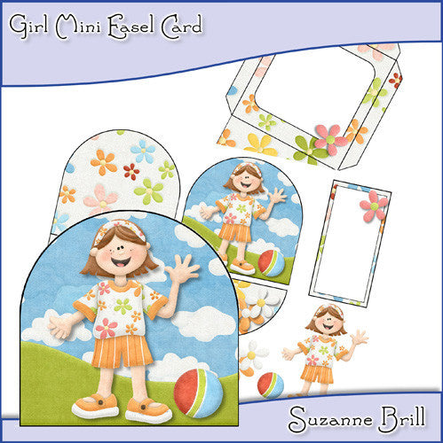 Girl Mini Easel Card - The Printable Craft Shop