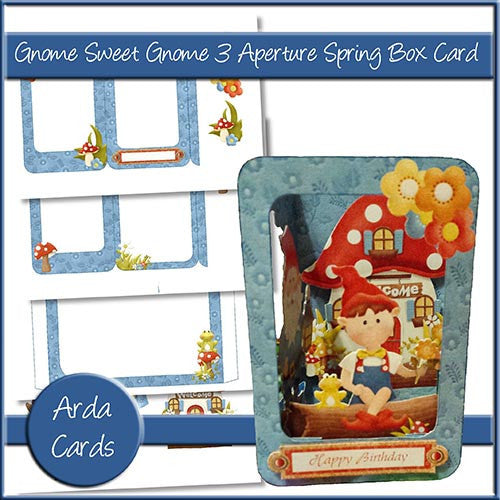 Gnome Sweet Gnome 3 Aperture Spring Box Card - The Printable Craft Shop