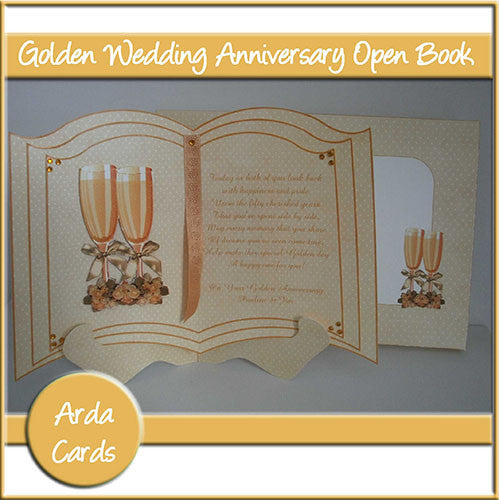 Golden Wedding Anniversary Open Book - The Printable Craft Shop